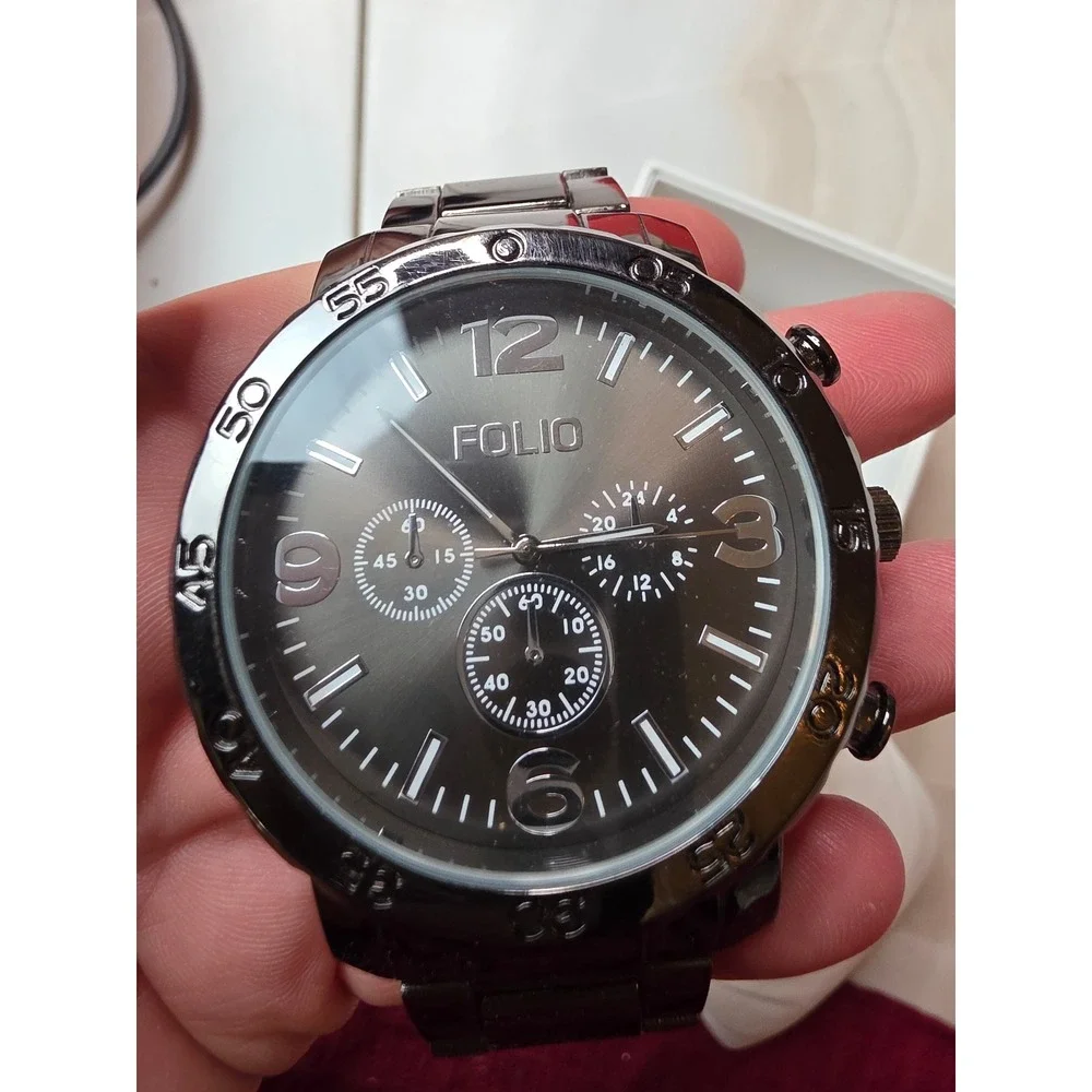 Folio Mens Gunmetal Grey Chronograph Style Watch FMDMSG074 Japan Movt
